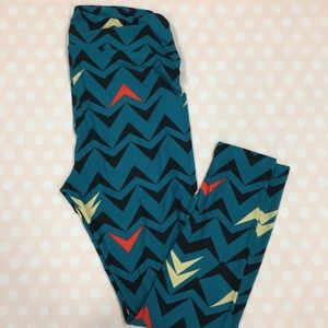 New LuLaRoe TC Leggings Teal Black Orange